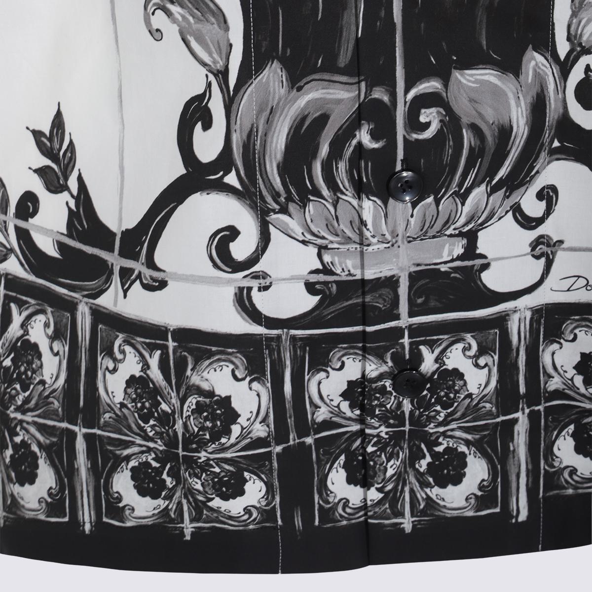 Weißes und schwarzes Baumwollhemd von Dolce & Gabbana