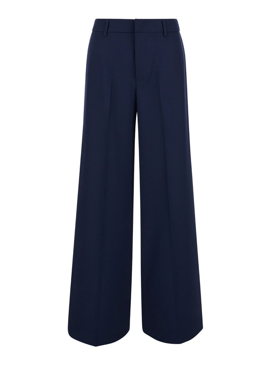 Blaue Hose mit weitem Bein aus Polyester für Damen