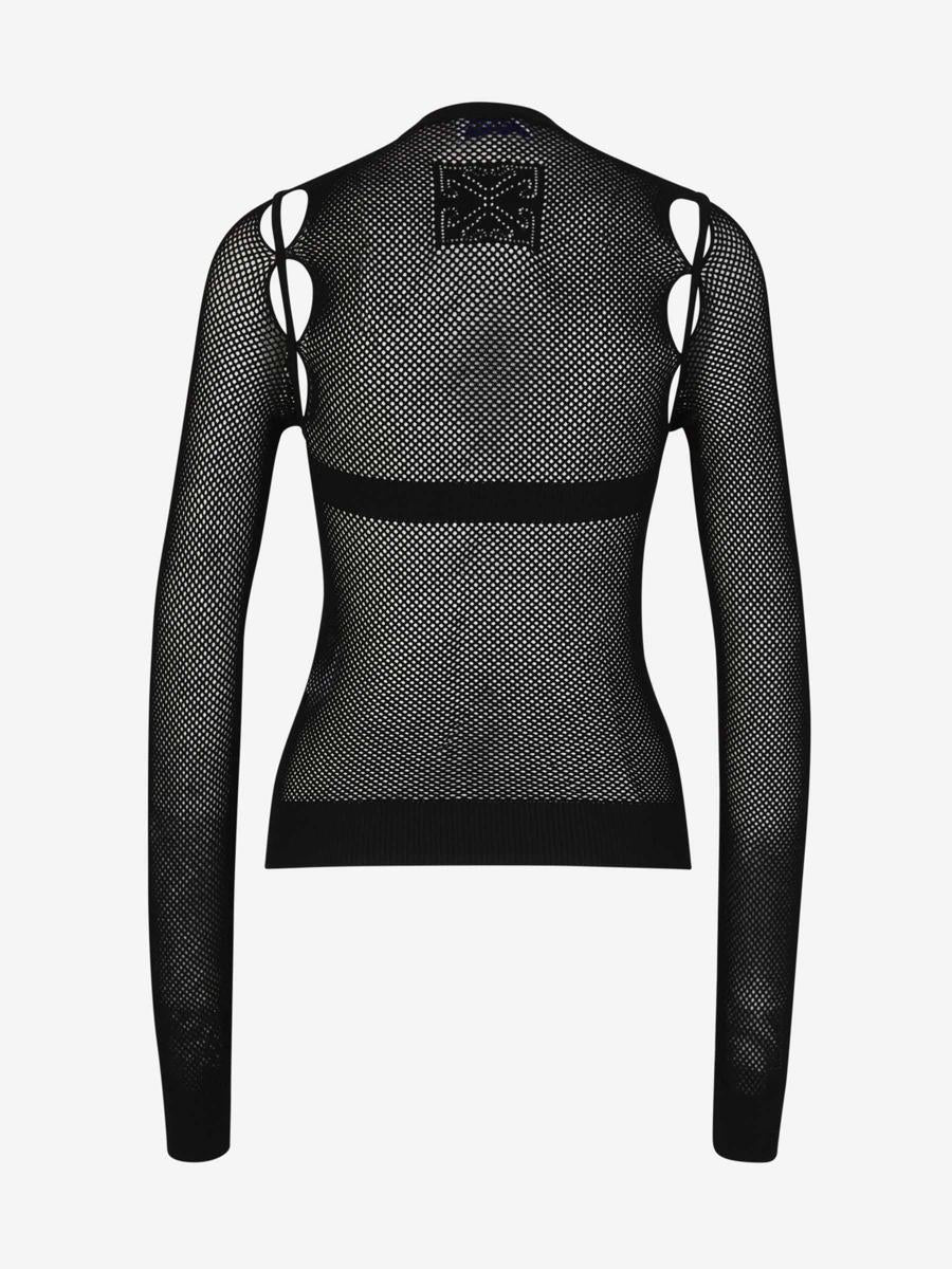 Strukturiertes Top mit Lochmuster in Off-White
