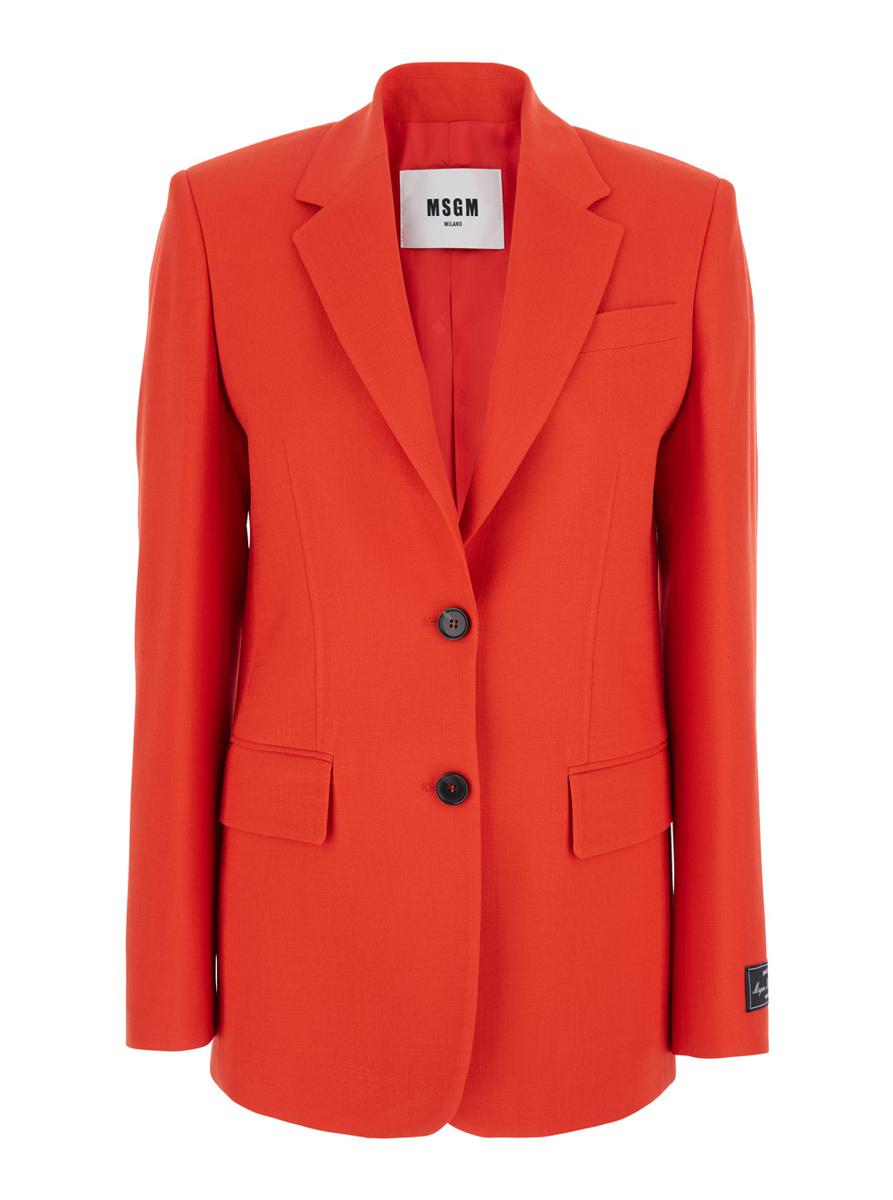 Rote Jacke mit klassischem Revers und Brusttasche aus Viskosemischung für Damen