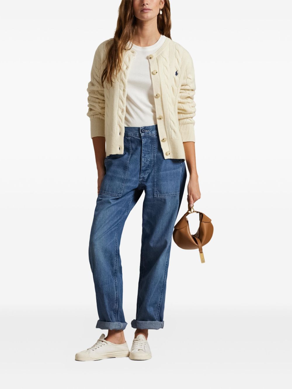 Zopfmuster-Cardigan aus Wolle und Kaschmir