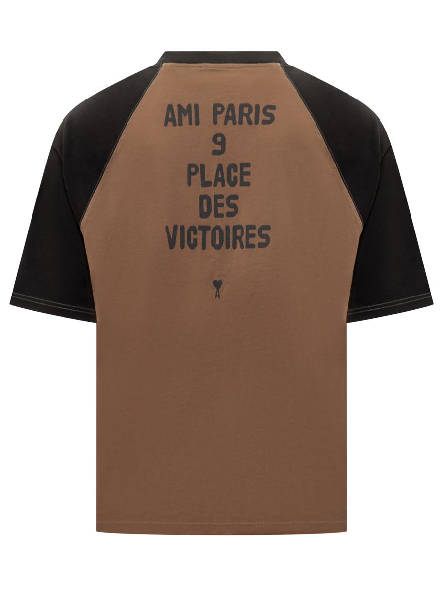 AMI Paris Ami Alexandre Mattiussi Herren Zweifarbiges T-Shirt