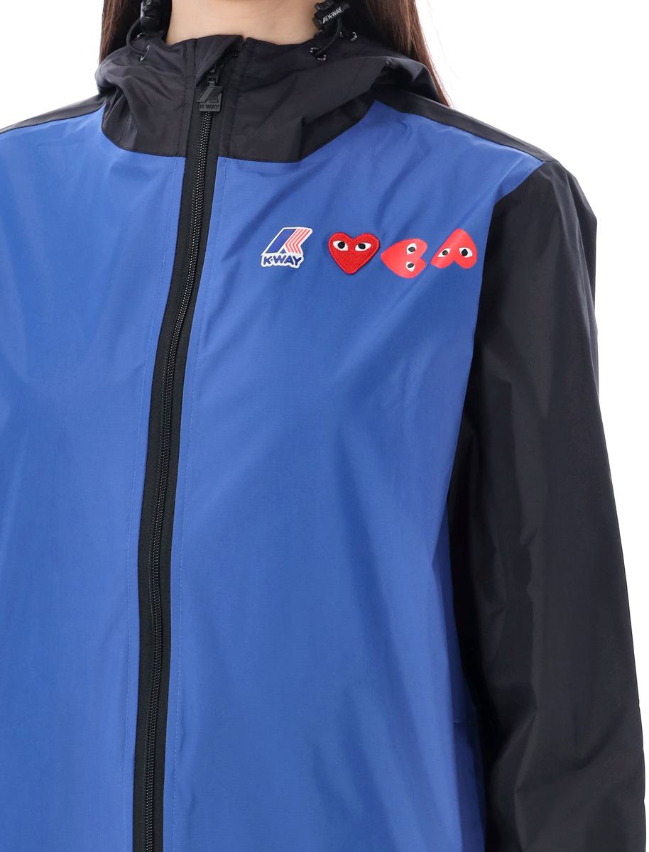 Comme Des Garçons Play – Zweifarbige, wasserdichte Jacke mit Reißverschluss und Kapuze