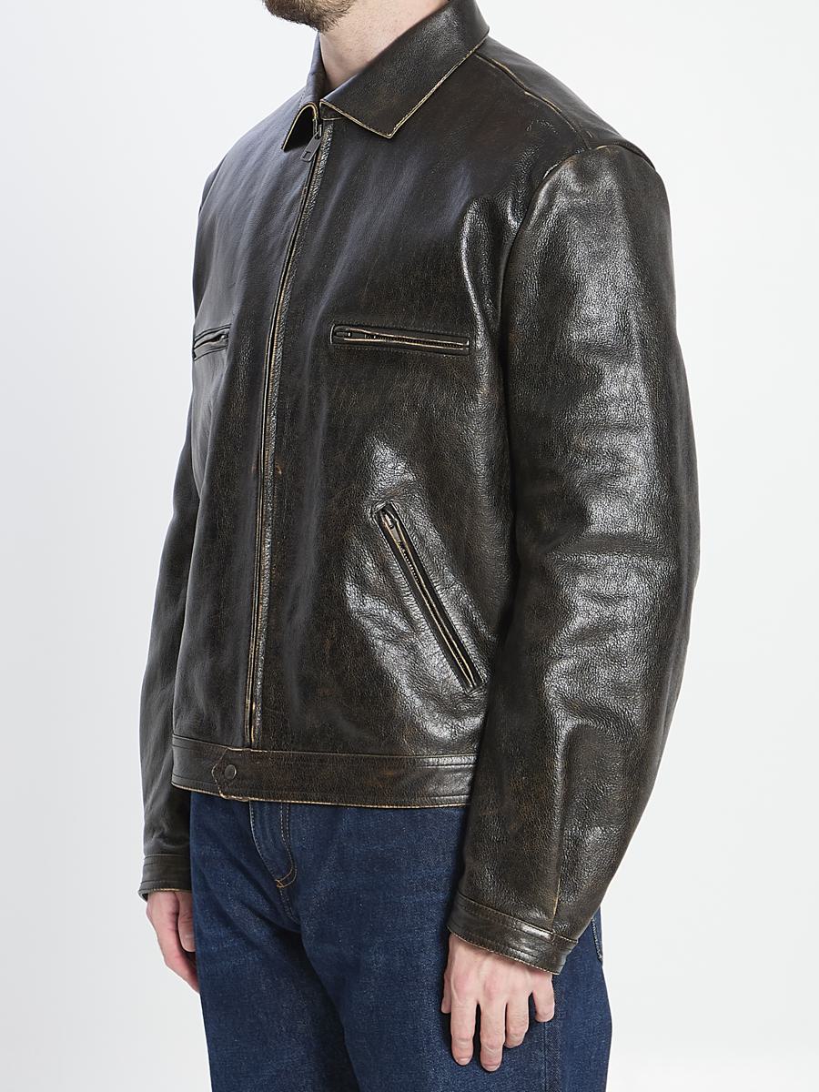 Bomberjacke aus Leder mit Antik-Effekt