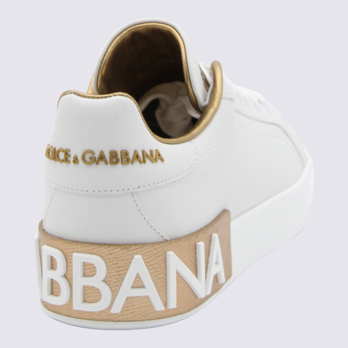 Dolce & Gabbana – Weiße und goldene Sneakers
