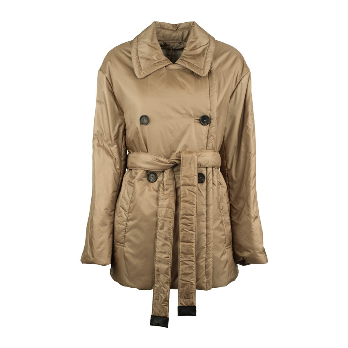 Max Mara – Glänzender, wattierter, zweireihiger Trenchcoat