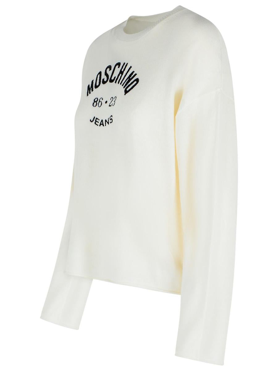 Moschino Jeans – Elfenbeinfarbener Pullover aus Schurwolle