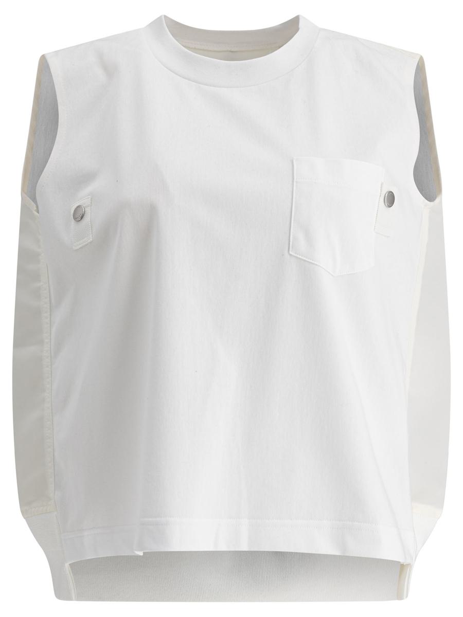 Sacai Tanktop aus Baumwolljersey und Nylon-Twill