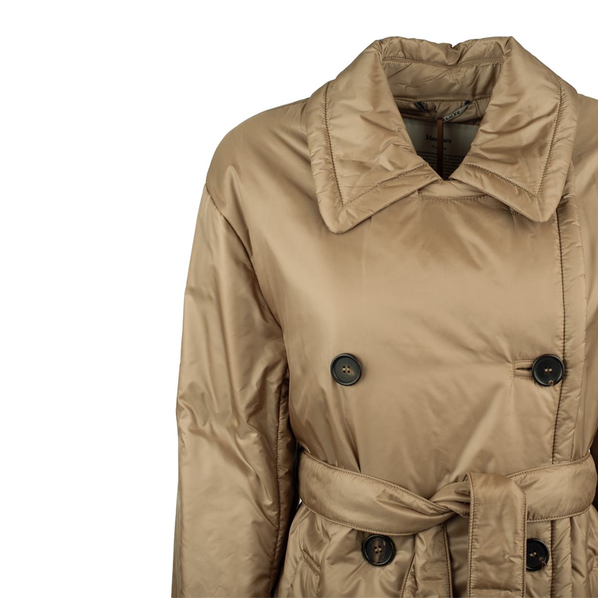 Max Mara – Glänzender, wattierter, zweireihiger Trenchcoat