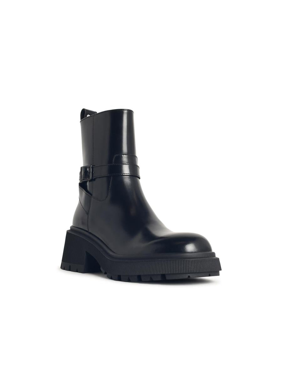 Jimmy Choo – Conny Flat – Schwarze Lederstiefeletten