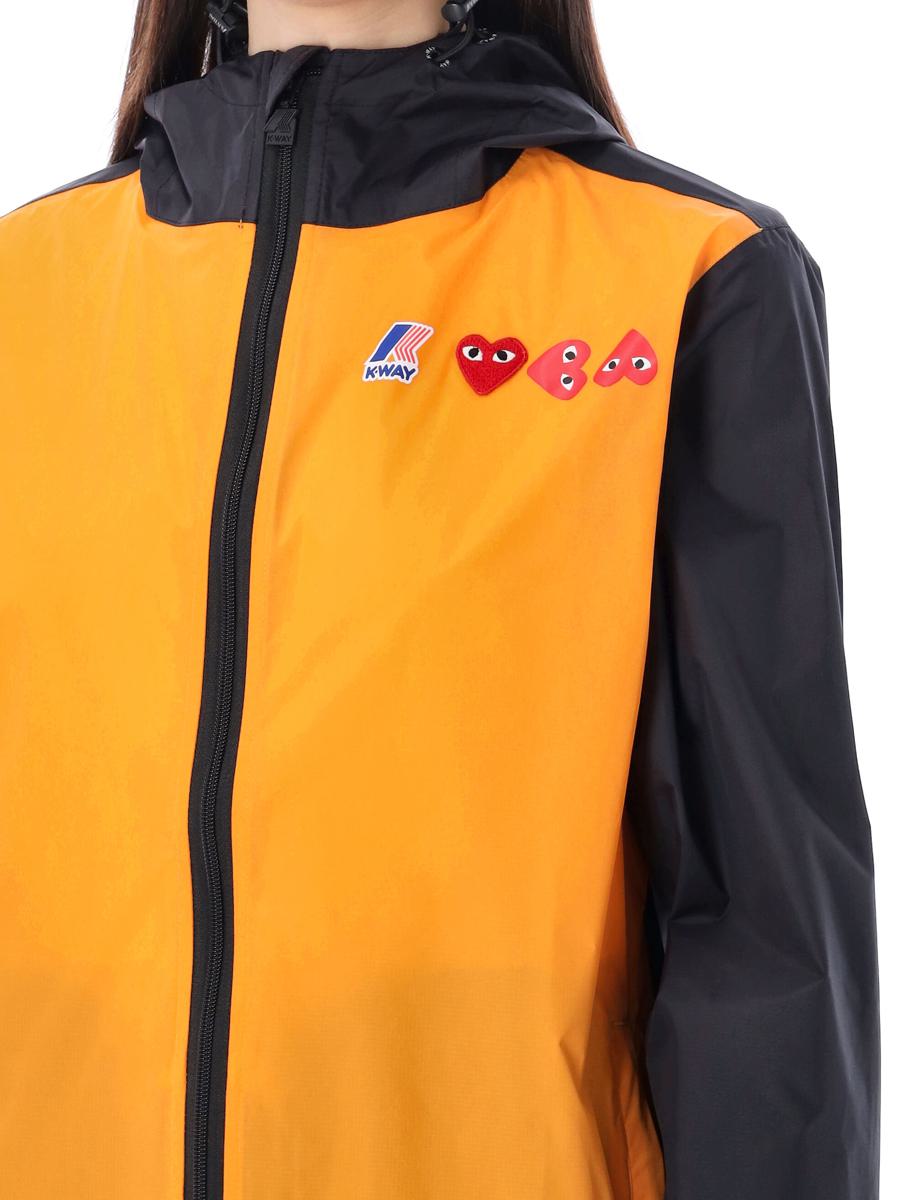 Comme Des Garçons Play – Zweifarbige, wasserdichte Jacke mit Reißverschluss und Kapuze