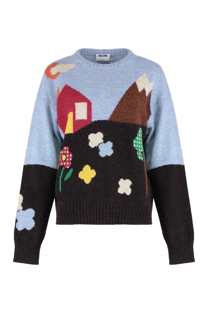 Moschino Pullover aus Schurwolle mit Rundhalsausschnitt