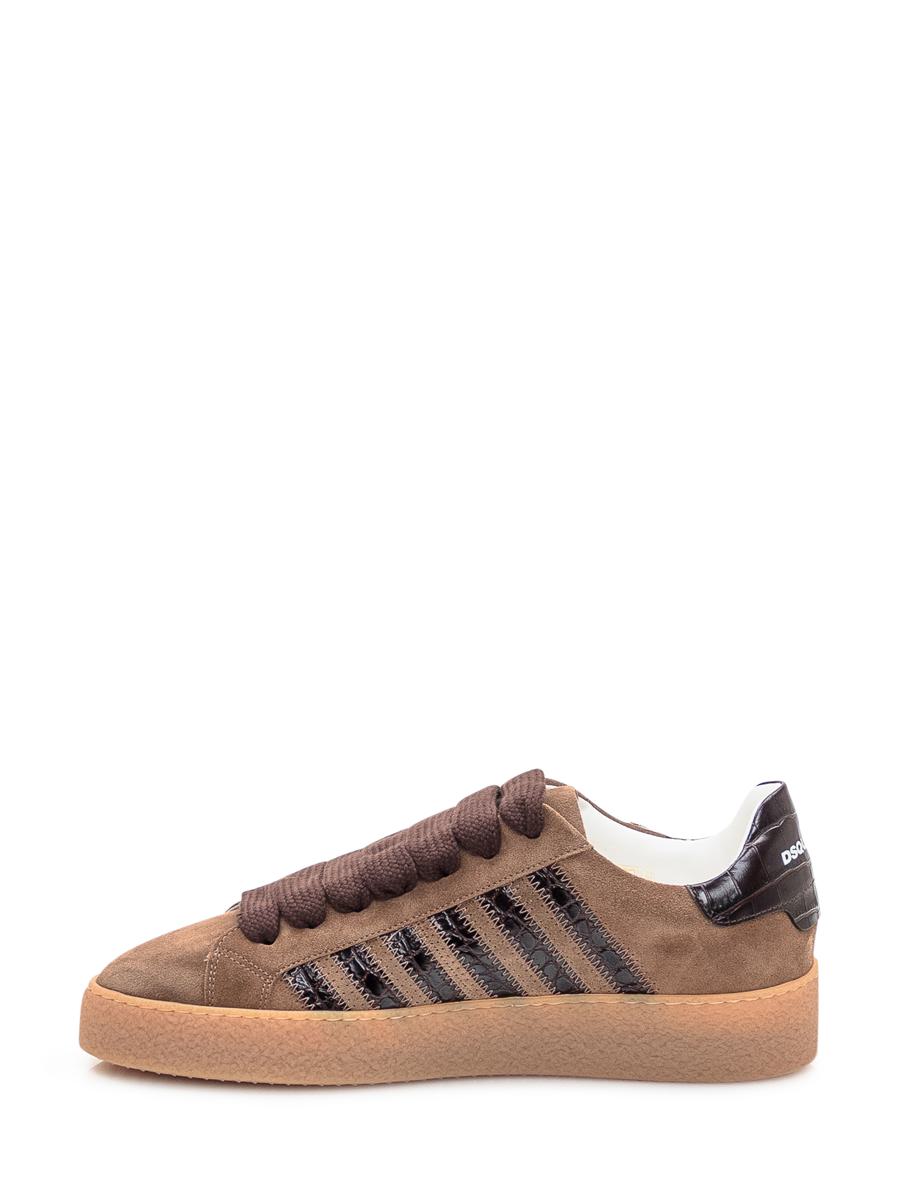 DSQUARED2 Dsquared2 – Braune Wildleder-Sneaker mit Lederdetails