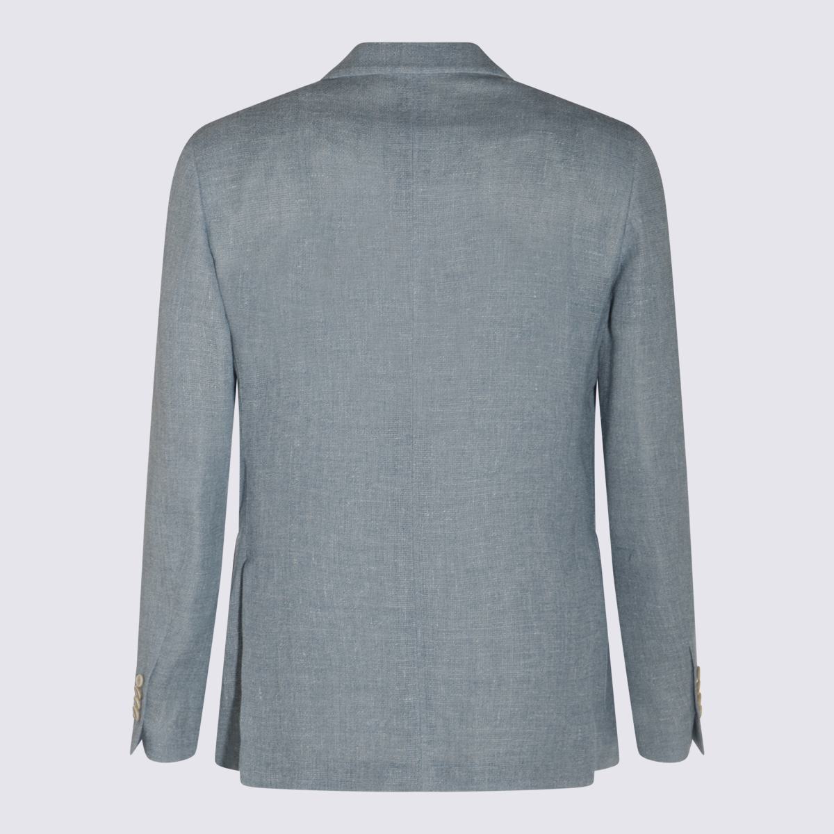 Lardini Hellblauer Blazer aus Leinen-Wollmischung