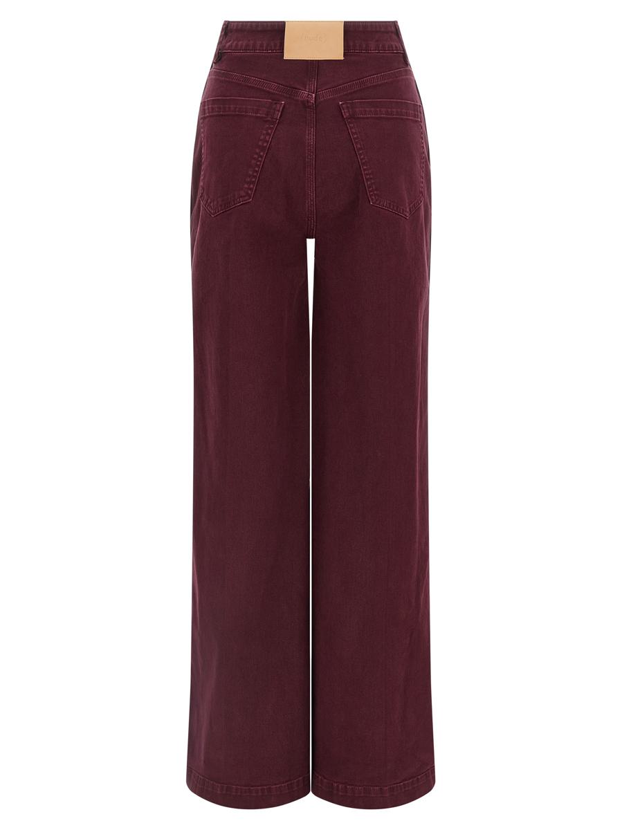 Hautfarbene Jeans mit weitem Bein