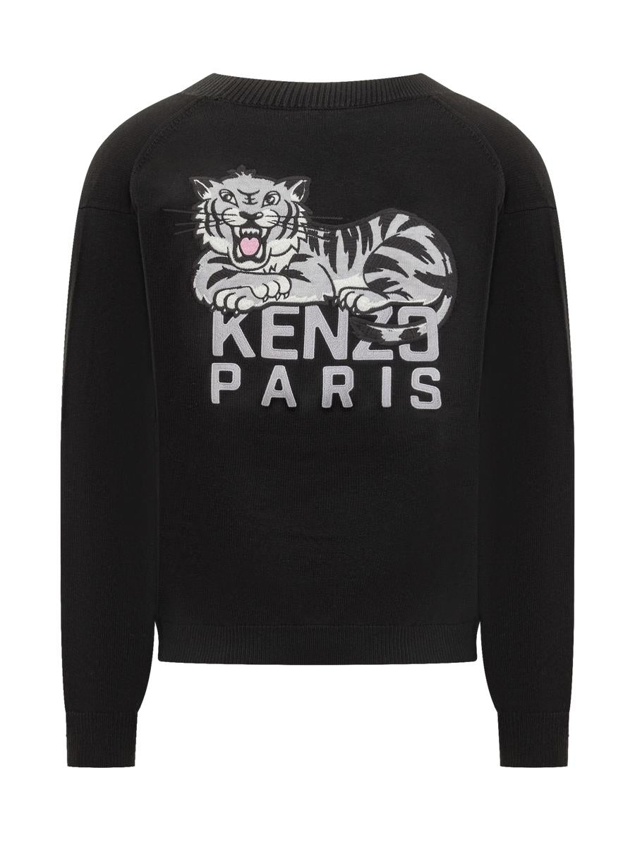 Kenzo Kenzo Herren Schwarze Strickjacke mit Tiger-Logo