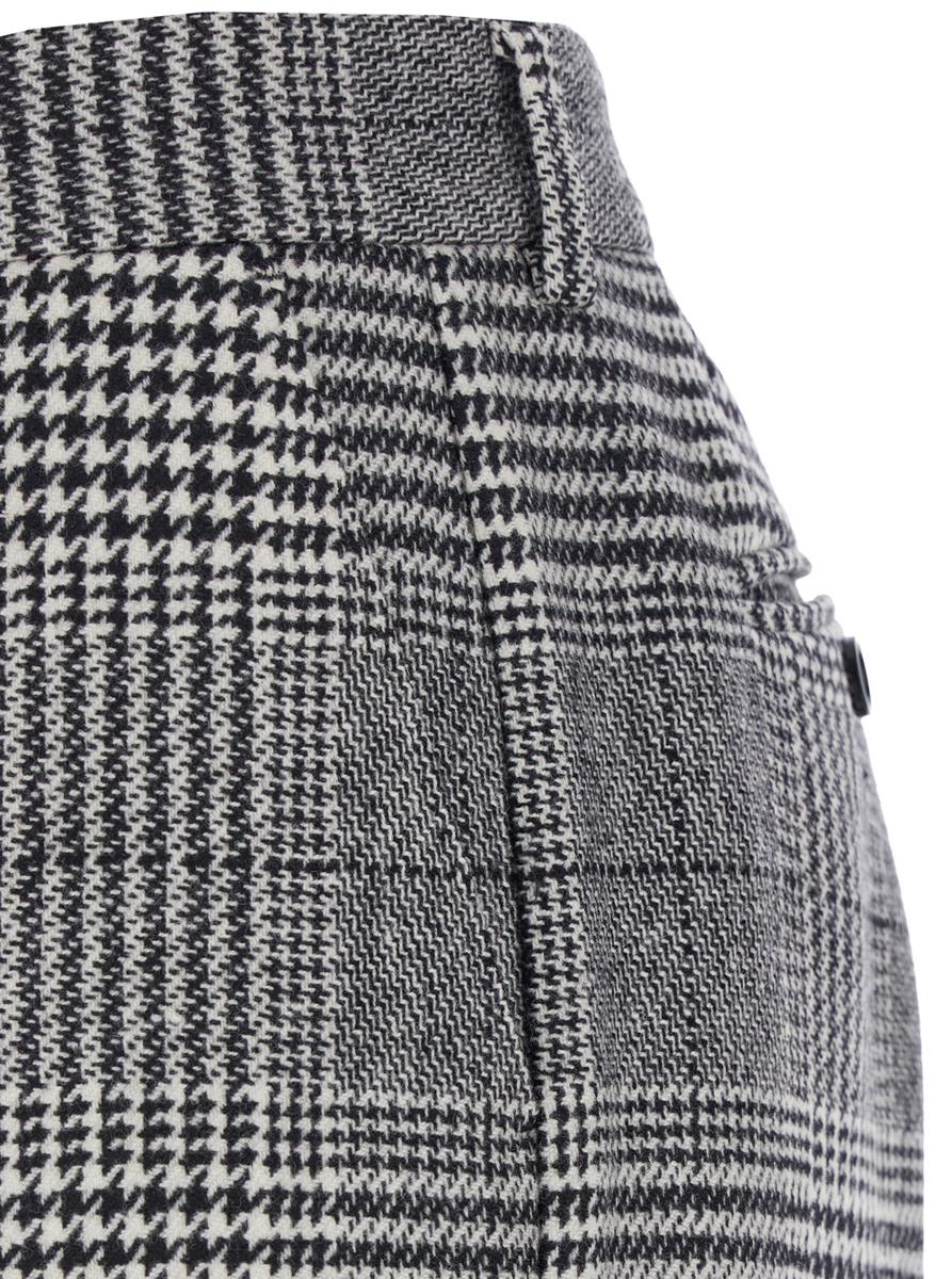 Graue Schlaghose mit hoher Taille aus Wolle und Kaschmir für Damen