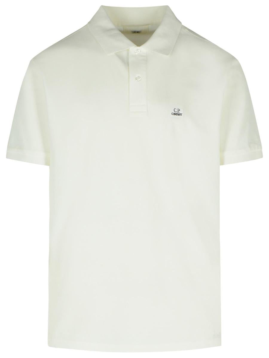 Weißes Poloshirt aus Baumwolle von CP Company