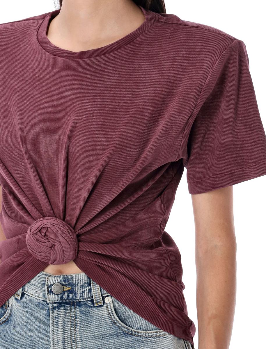 Magda Butrym – Geripptes T-Shirt mit Knoten