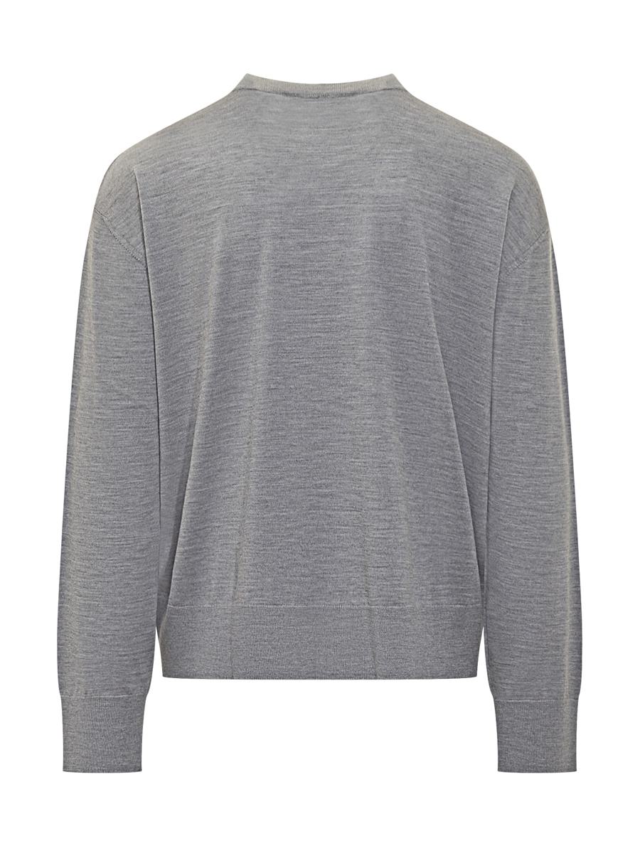 AMI Paris Grauer Wollpullover mit Rundhalsausschnitt Ami Alexandre Mattiussi