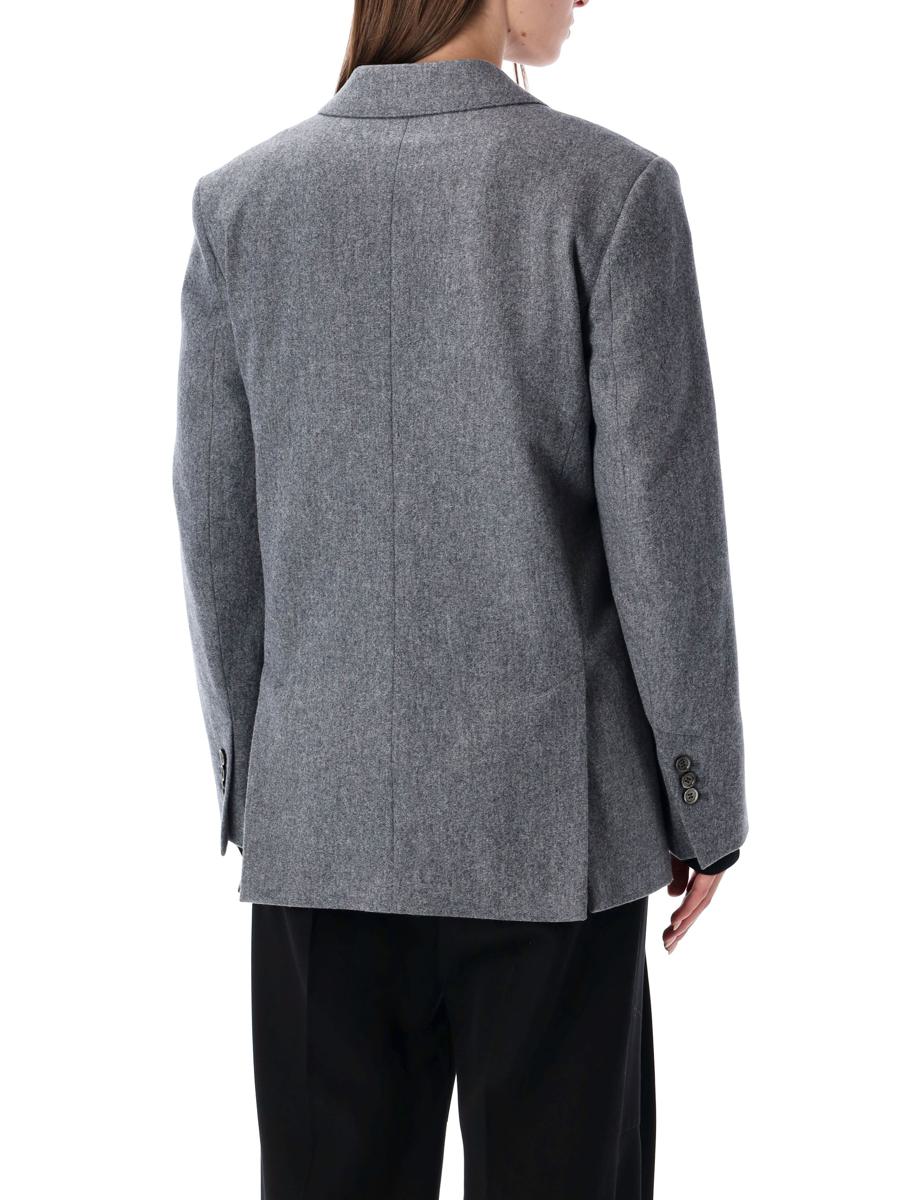 AMI Paris – Graue, einreihige Jacke aus Wollflanell mit lockerer Passform