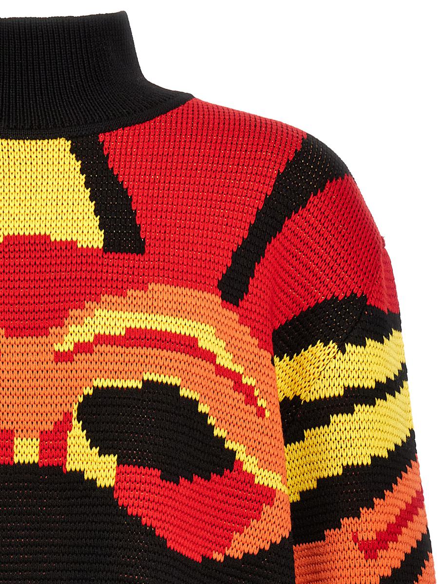 Blaumarmorierter Jacquardpullover