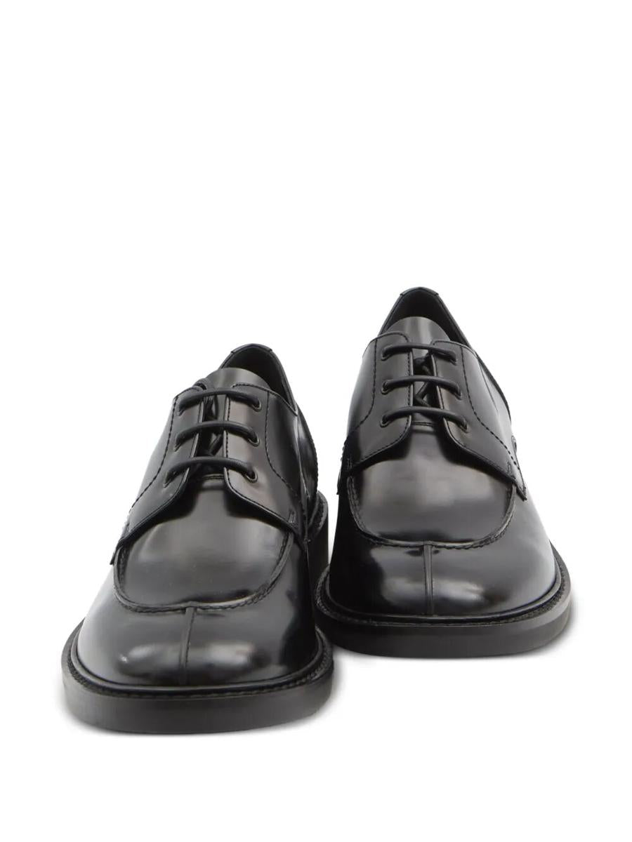 Saint Laurent – Derbies aus glattem Leder und Leinen