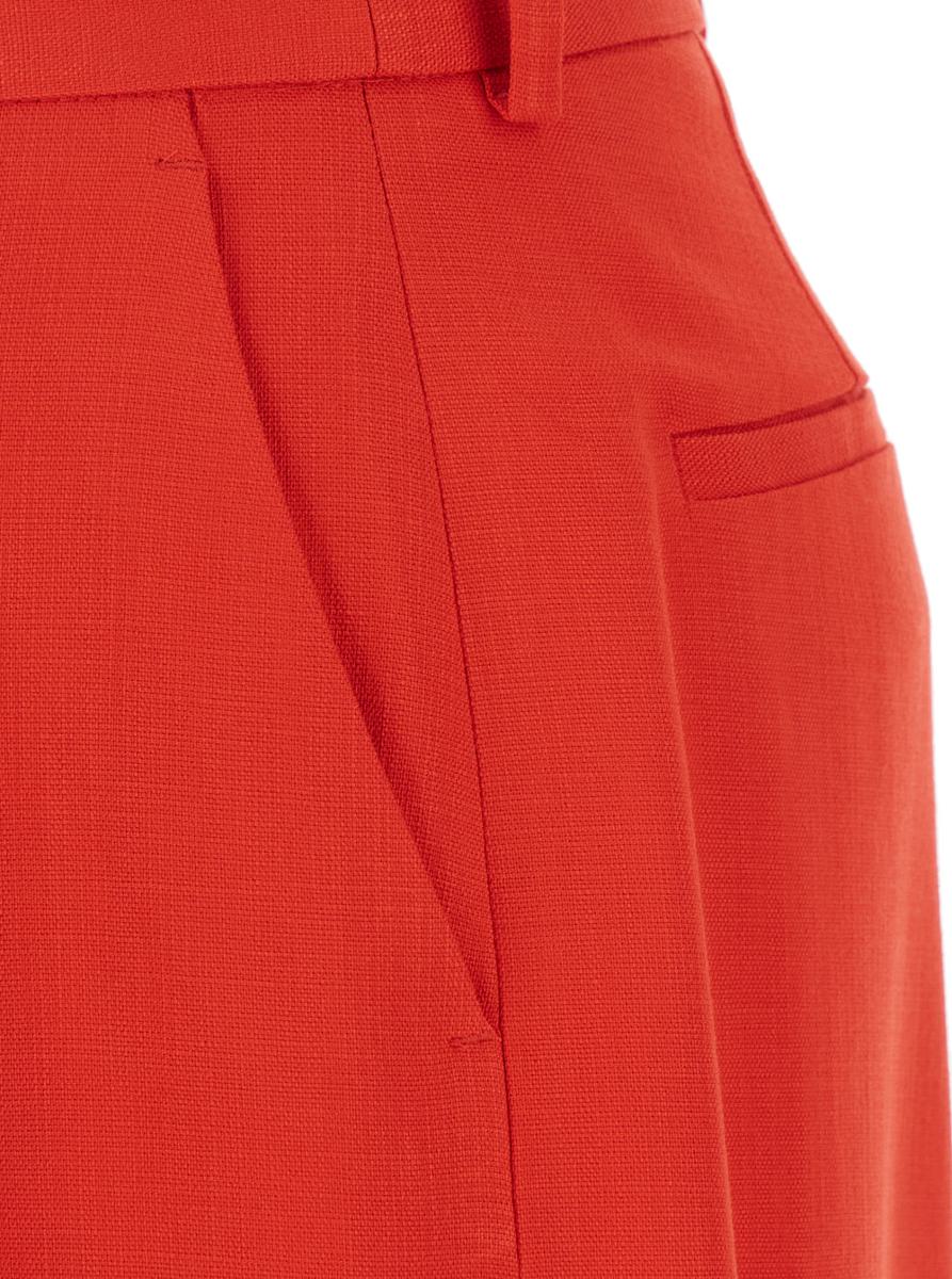 Rote, taillierte Hose mit Gürtelschlaufen aus Viskosemischung für Damen