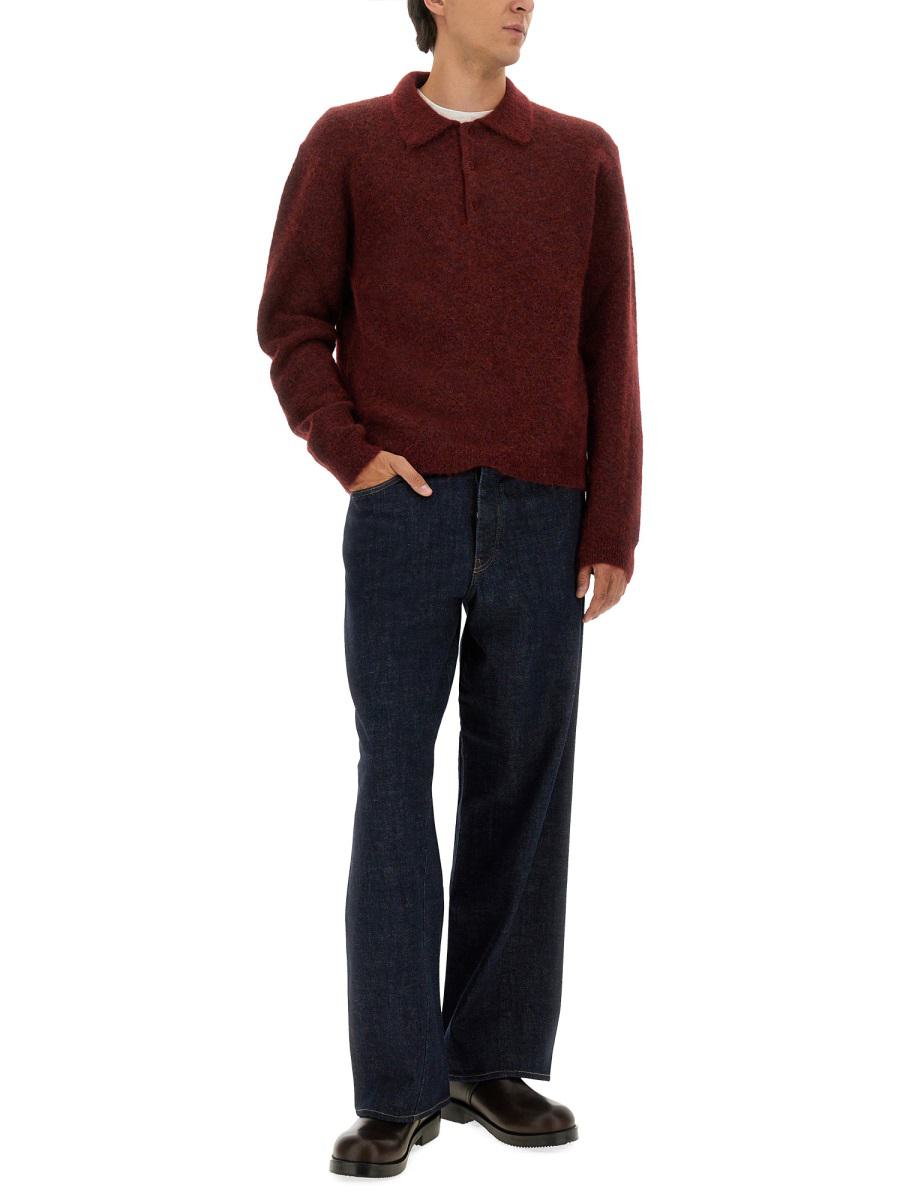 Sonnenblumen-Wollpullover mit Polokragen