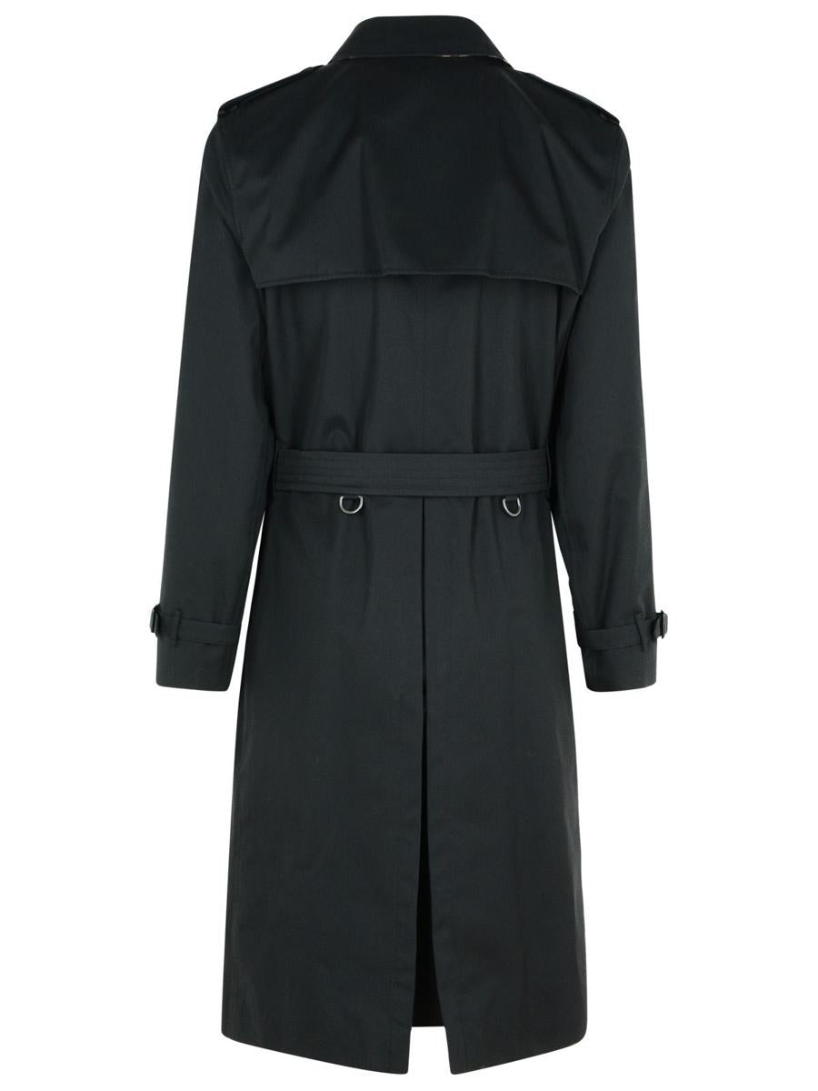 Burberry – Langer schwarzer Trenchcoat „Kensington“ aus Baumwolle