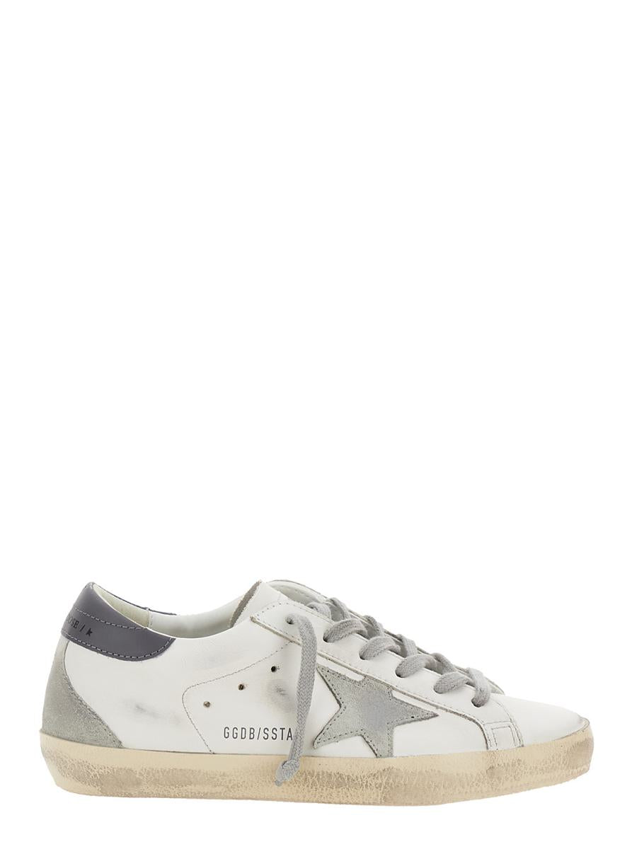 Weiße Low-Top-Sneakers mit Stern-Patch aus Vintage-Leder für Damen