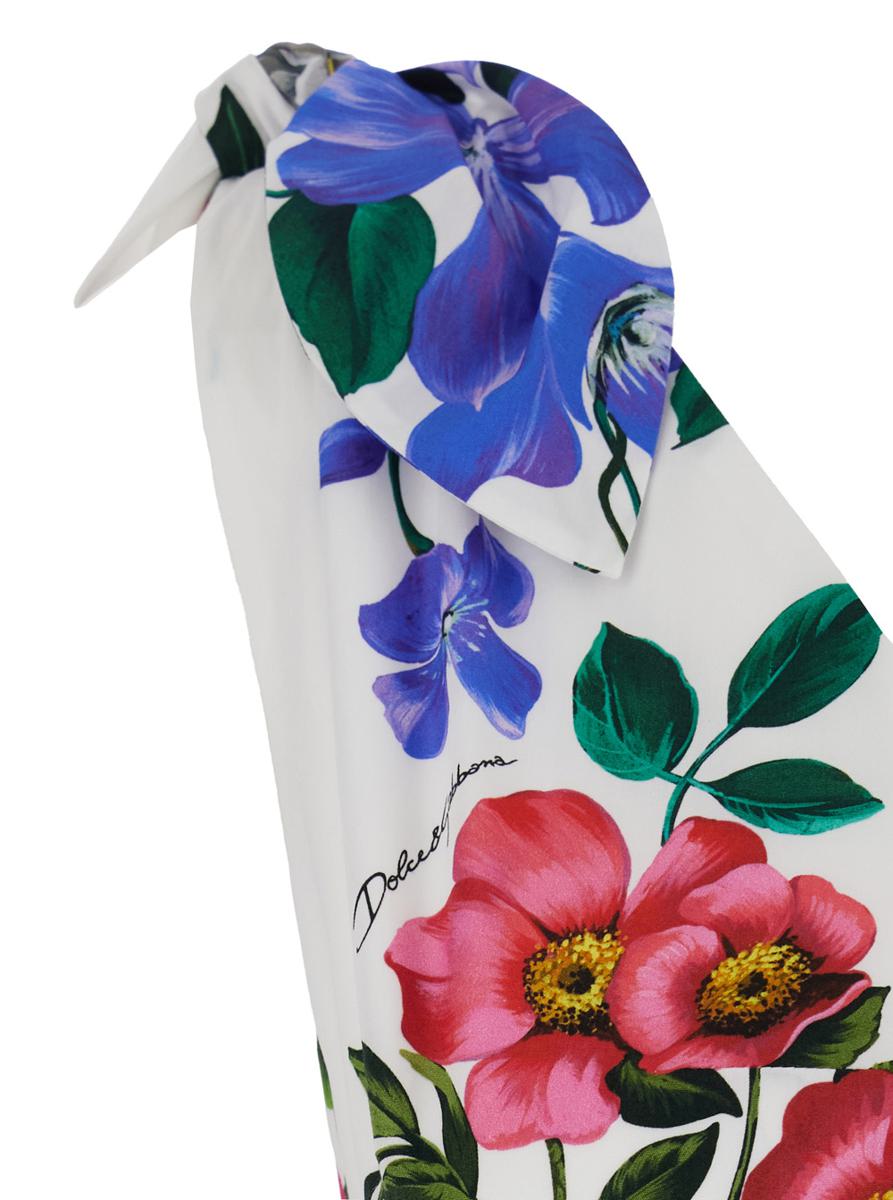 Mehrfarbiges kurzes Kleid mit Allover-Blumendruck aus Baumwolle für Damen