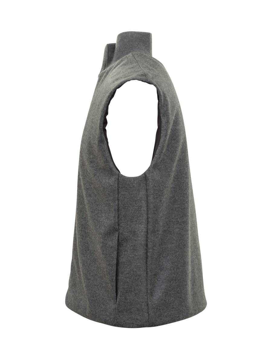 Jil Sander Gil Graue Wollweste mit Reißverschluss Jil Sander