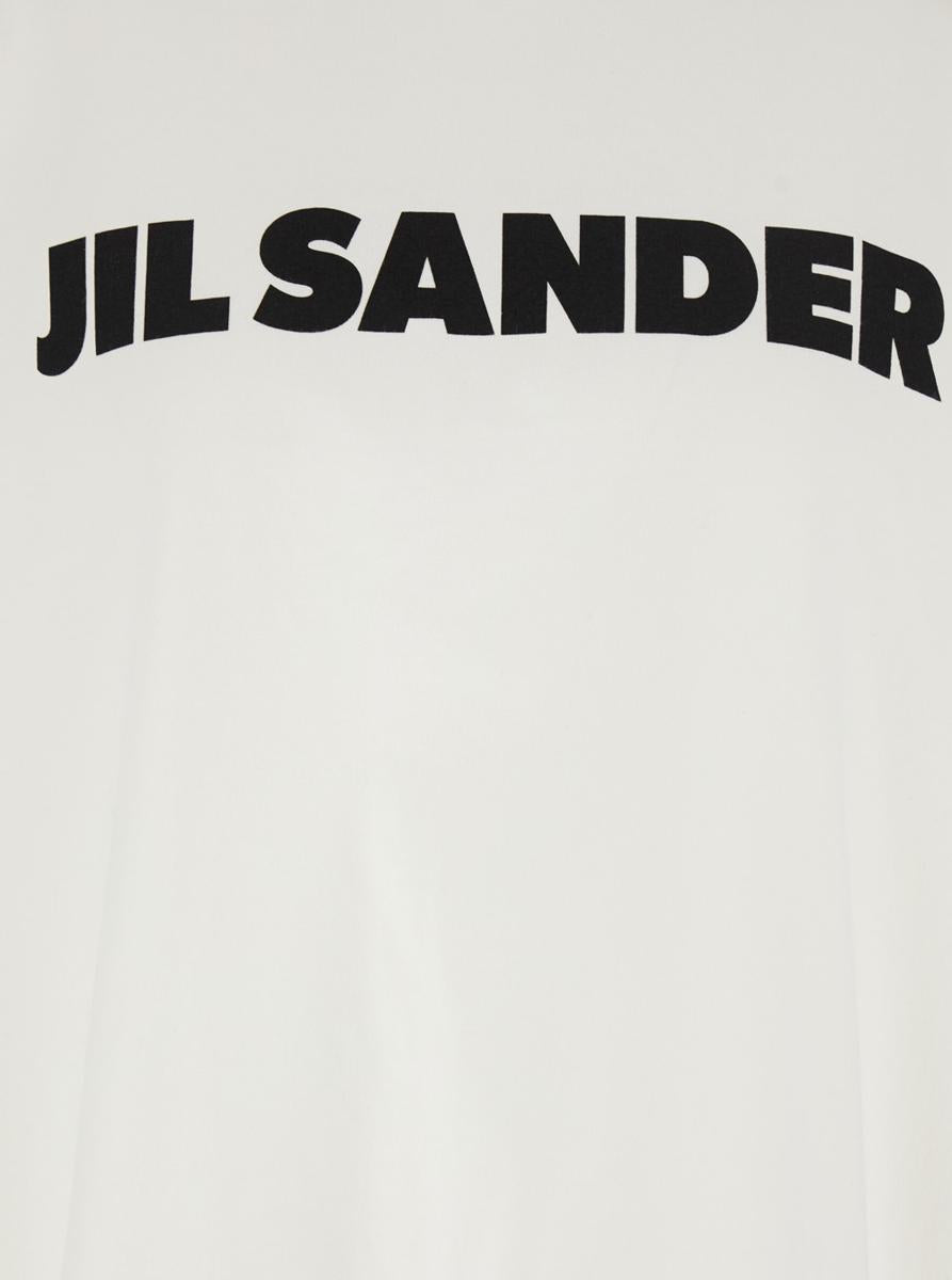 Weißes T-Shirt mit Rundhalsausschnitt und Logo-Schriftzug auf der Vorderseite aus Baumwolle für Damen