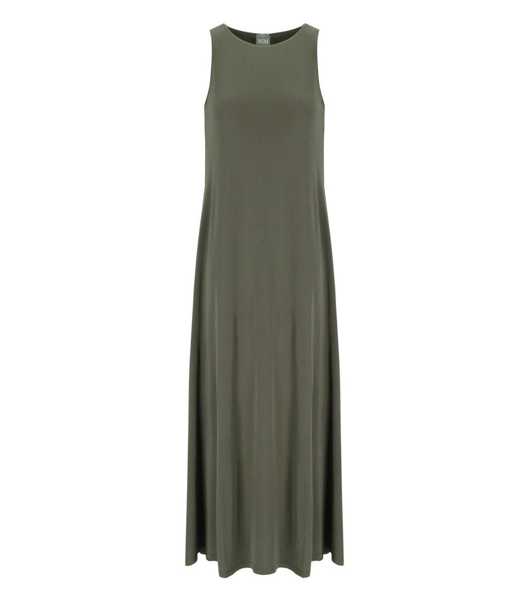 Max Mara Accento Khakigrünes langes Kleid
