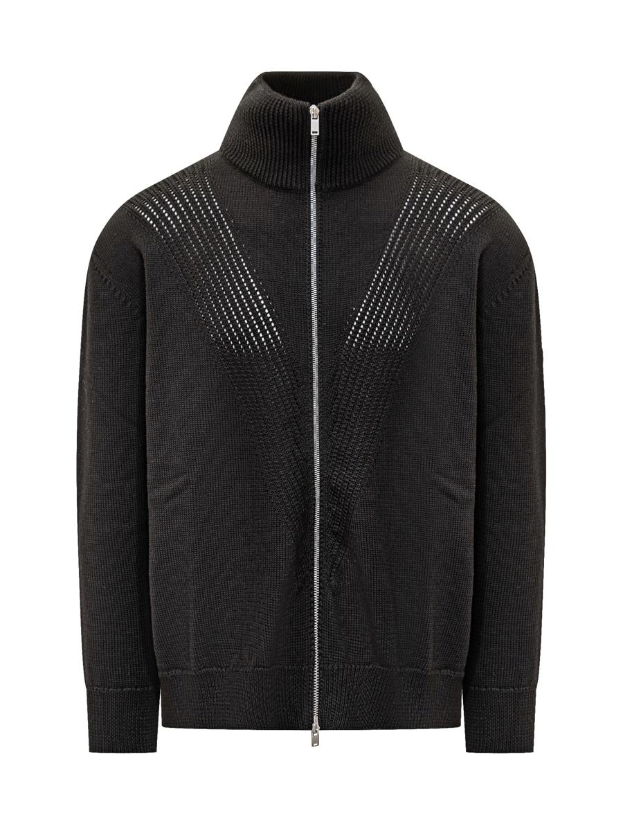 Jil Sander – Schwarze Strickjacke aus technischem Strick Jil Sander