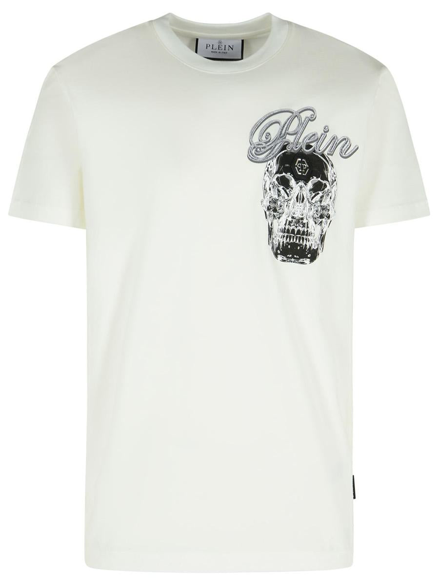 Weißes Baumwoll-T-Shirt von Philipp Plein