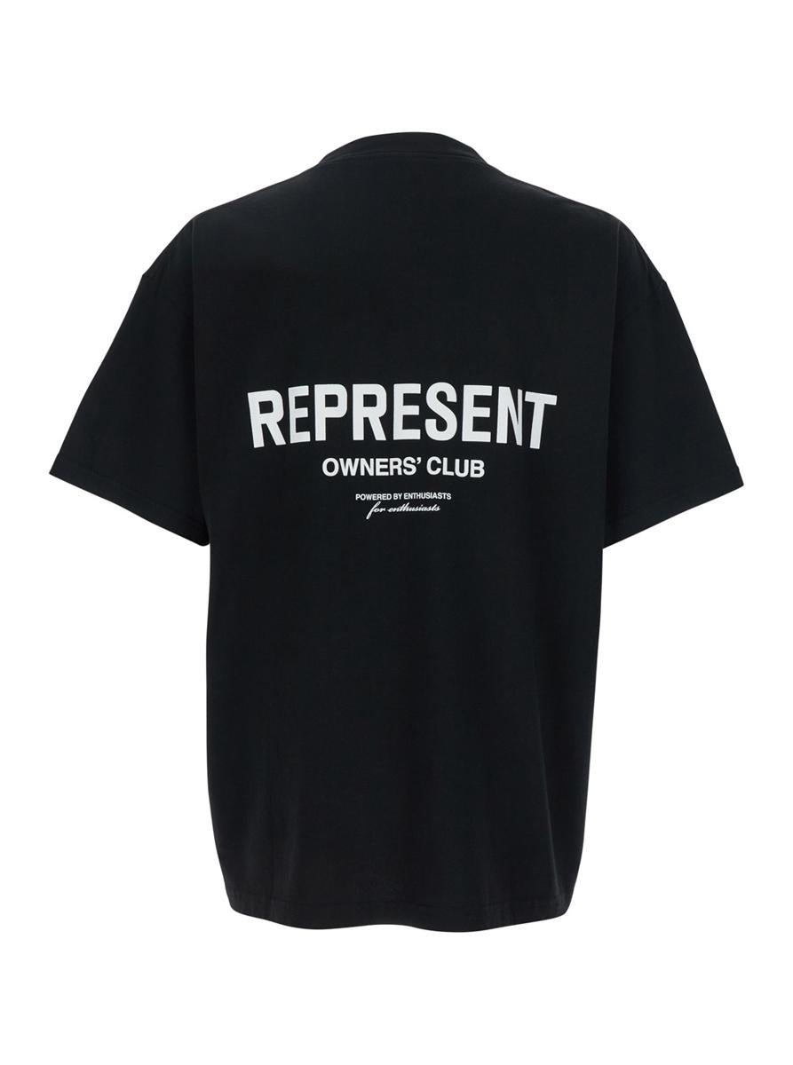 Schwarzes T-Shirt mit Logo auf der Vorderseite und Maxi-Logo auf der Rückseite aus Baumwolle