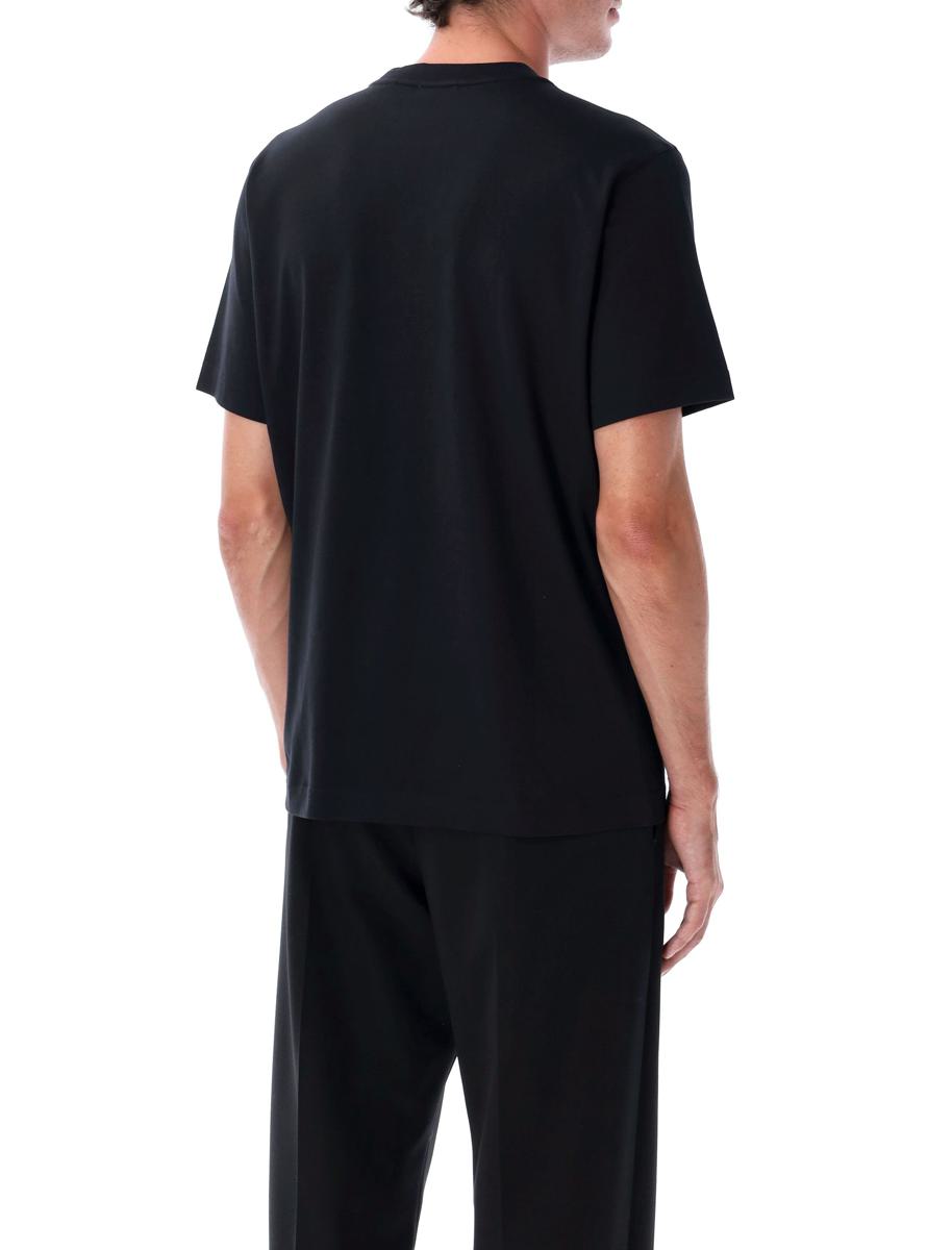 Burberry – Schwarzes Baumwoll-T-Shirt mit Ritterstempel