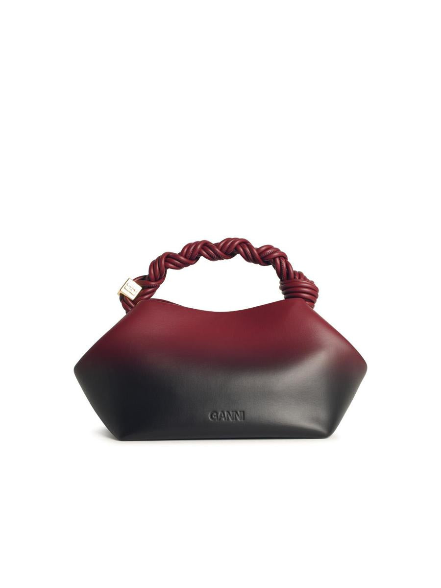 Kleine „Ganni Bou“-Tasche aus rot schattiertem Ledermix