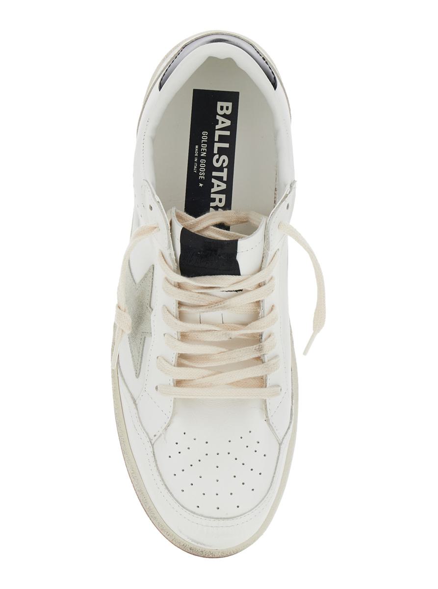 Weiße Low-Top-Sneaker „Ballstar 2“ mit seitlichem Stern-Patch und laminiertem Absatz aus Leder für Herren