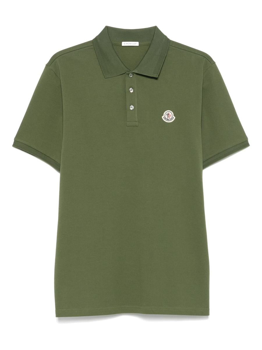 Moncler – Poloshirt aus Baumwolle in Khaki mit Logo