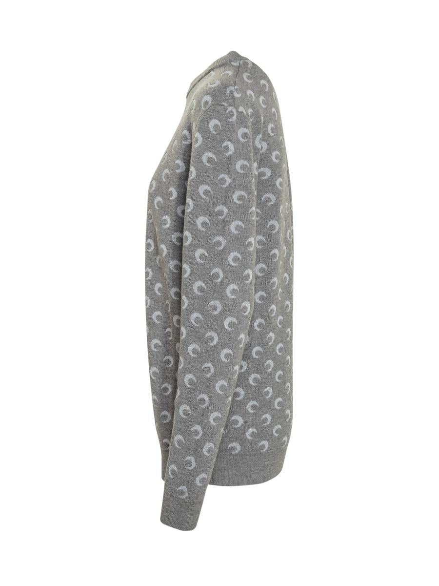 Marine Serre Grauer Pullover mit Mond-Print von Marine Serre