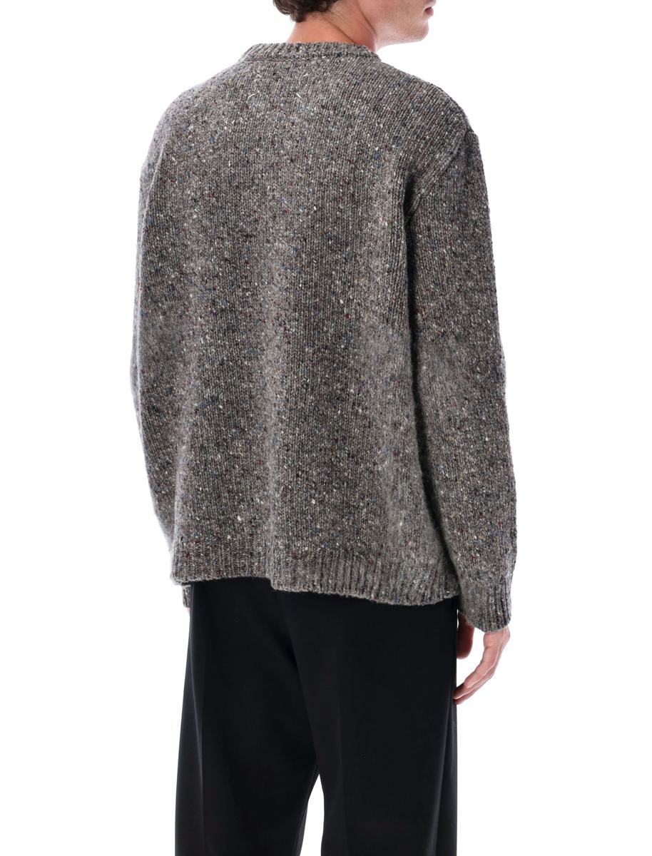 Maison Margiela – Grau gesprenkelter Wollpullover mit Rundhalsausschnitt