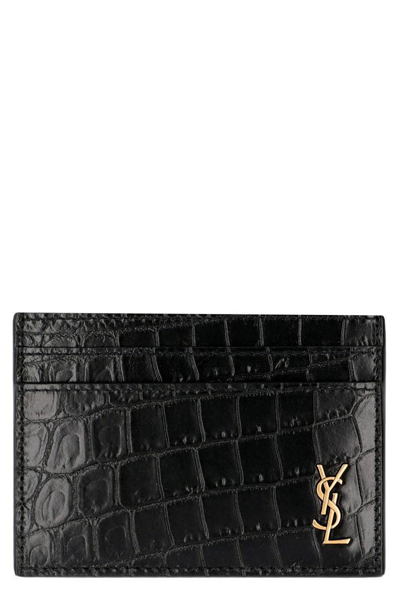 Saint Laurent Kartenetui aus bedrucktem Leder