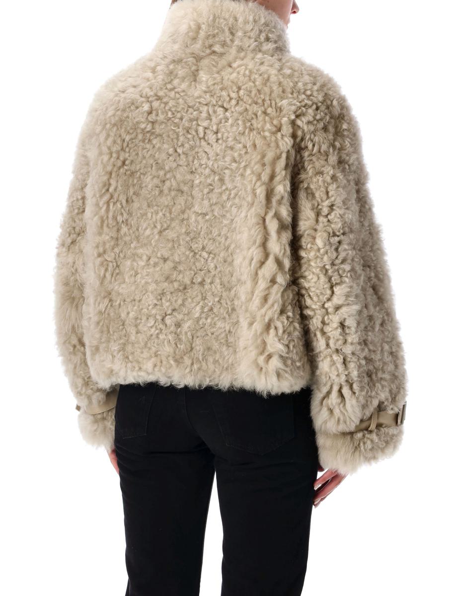 SWORD 6.6.44 Beige Shearlingjacke mit hohem Kragen