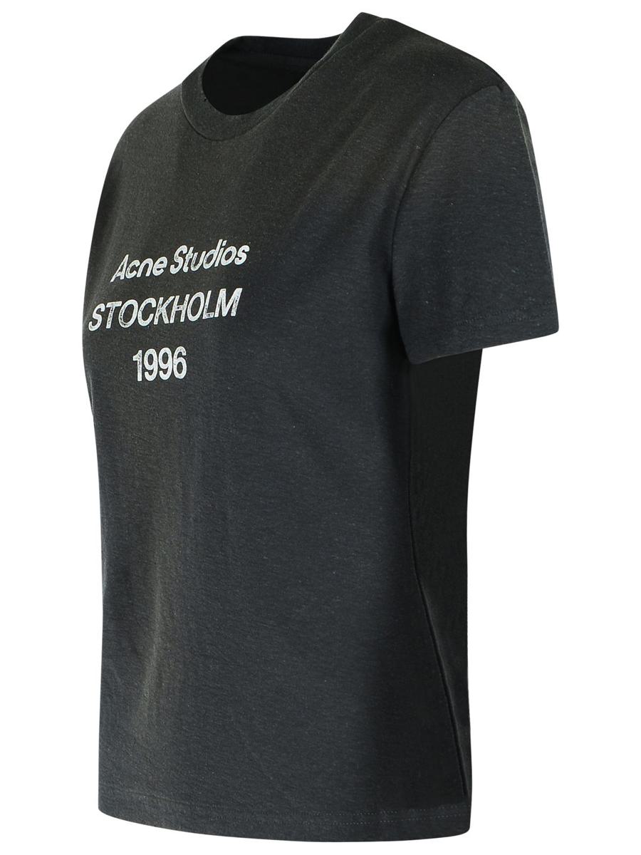 Acne Studios – T-Shirt aus verblasster Baumwollmischung in Schwarz
