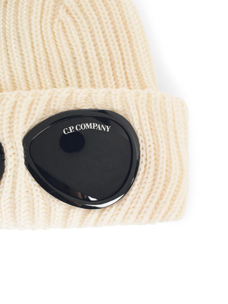 CP Company – Cremefarbene Mütze aus Merinowolle
