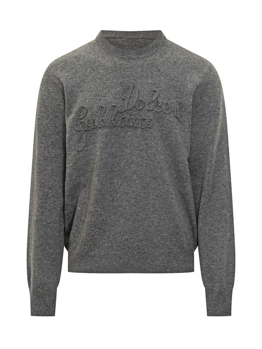 Dolce & Gabbana – Grauer Pullover mit Dolce & Gabbana-Logo