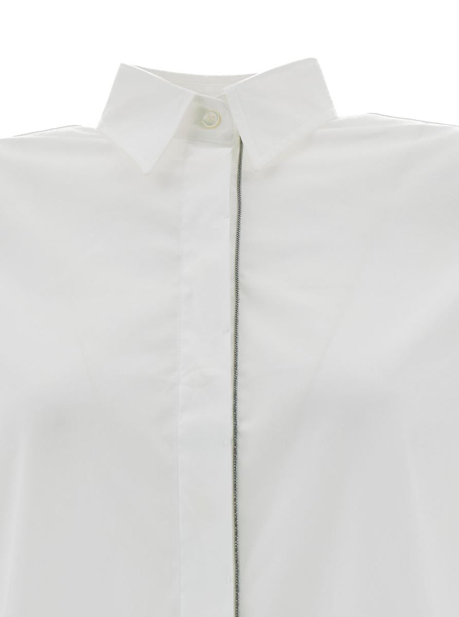 Weißes Hemd mit Monile-Detail aus Baumwollmischung für Damen